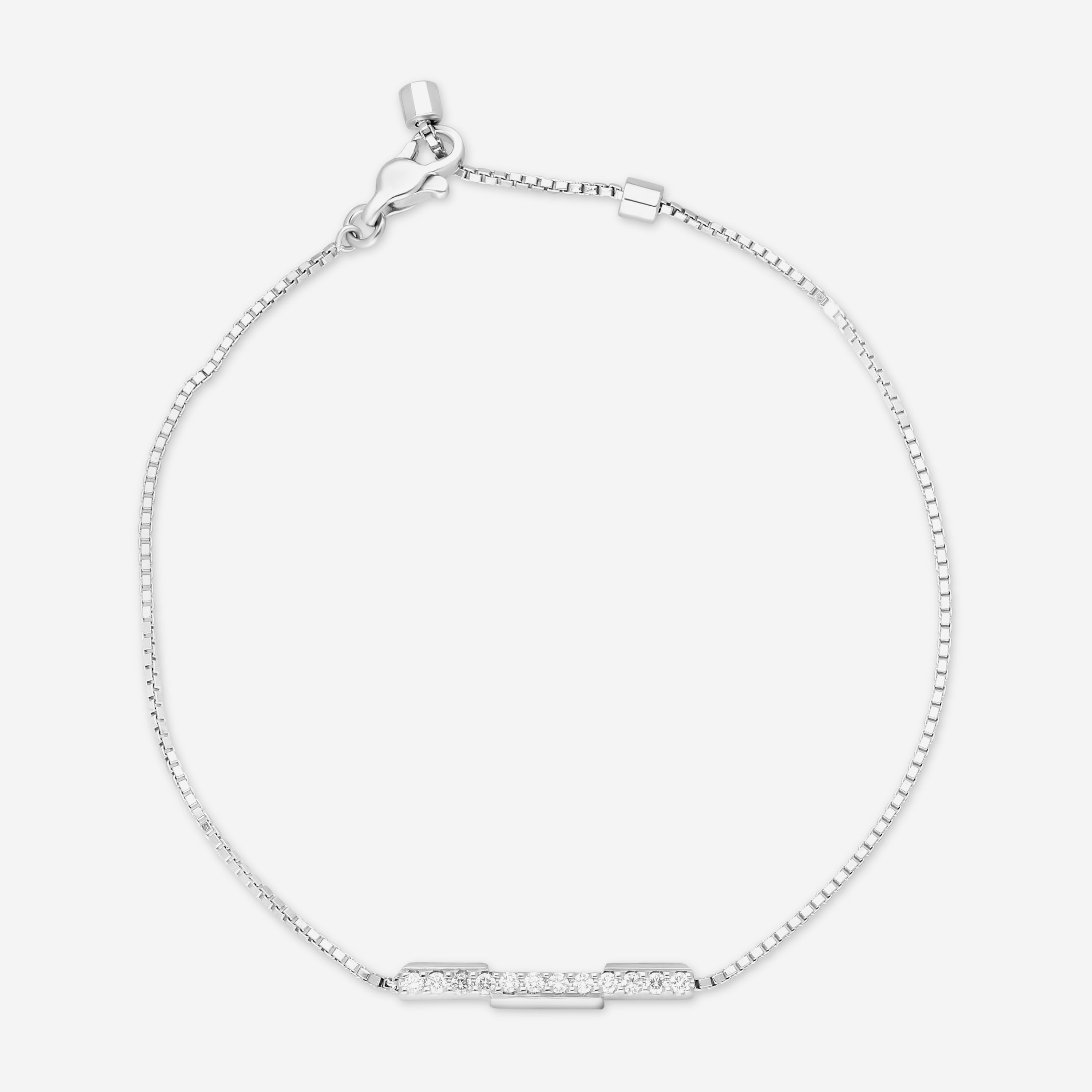 GUCCI Link to Love 18kt White Gold and Diamond Bracelet Size S YBA662121001016 MSRP $1,900 - THE SOLIST