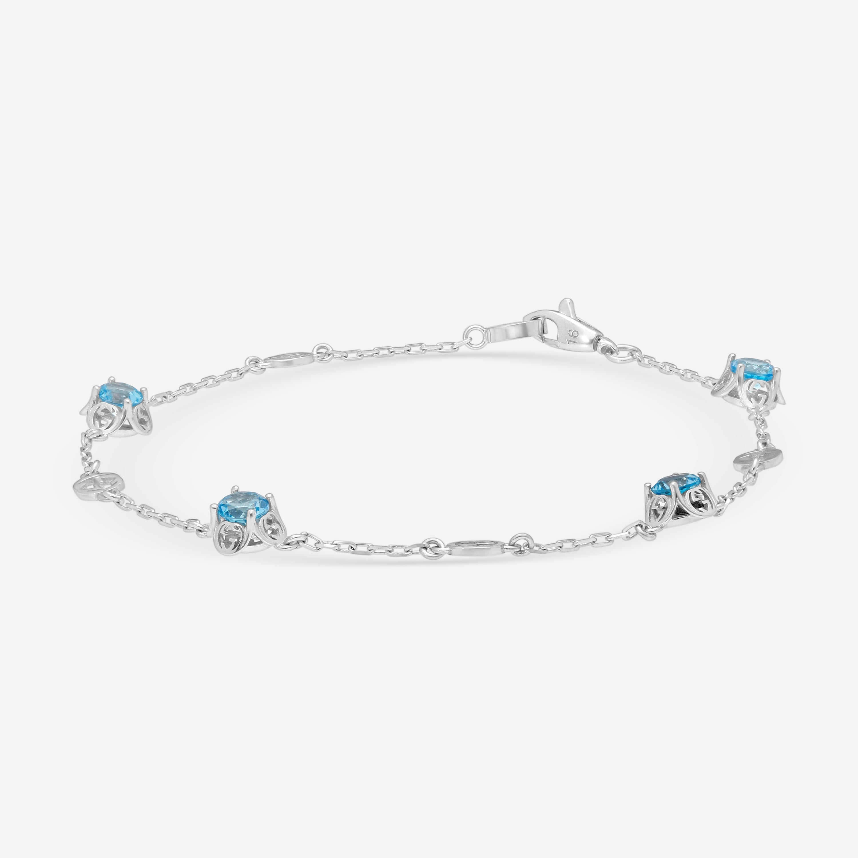 Gucci Interlocking G 18K White Gold Topaz Chain Bracelet YBA662430002016 - THE SOLIST