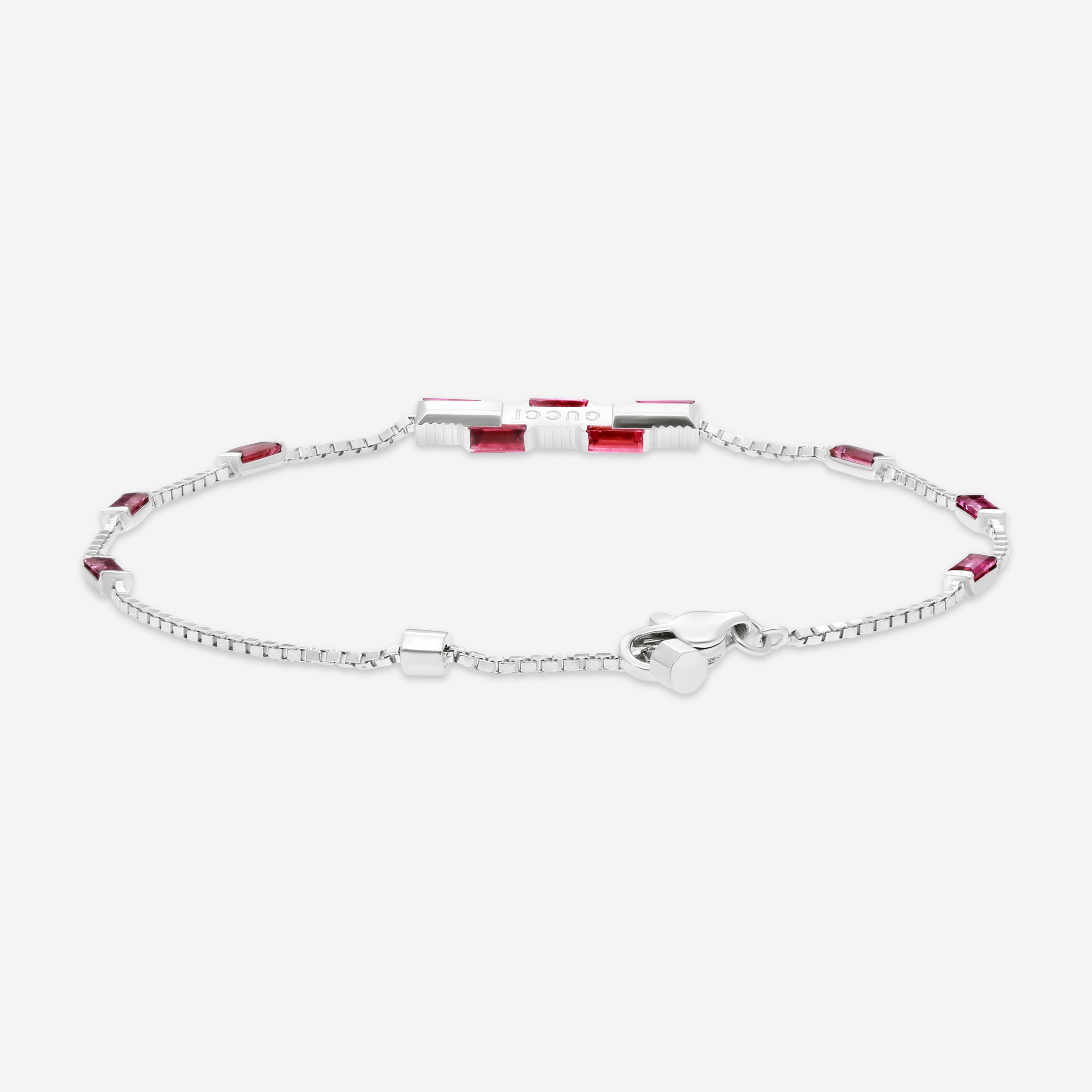 GUCCI Link to Love 18kt White Gold and Rubellite Bracelet YBA702395001016 Size S MSRP $2,900 - THE SOLIST