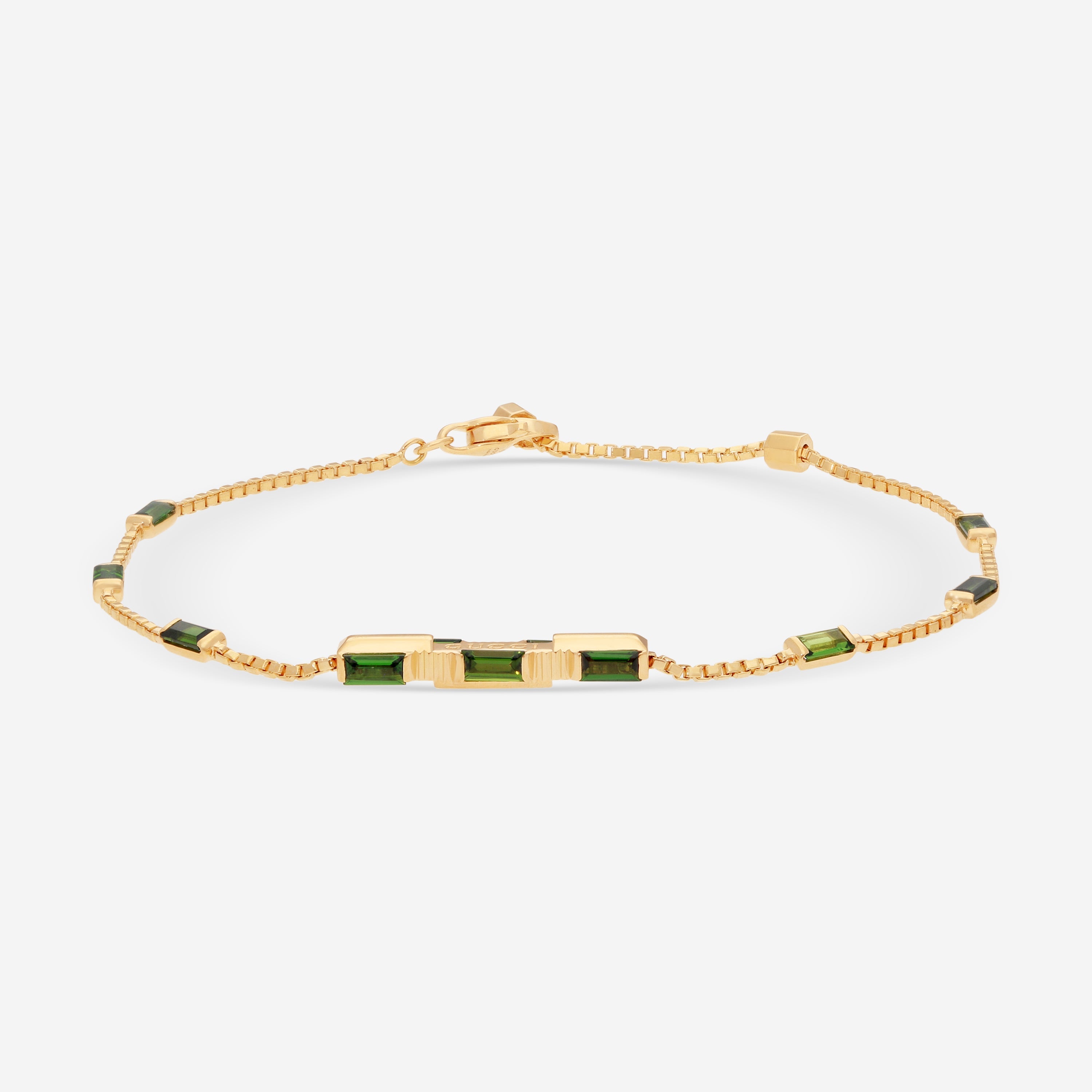 GUCCI Link to Love 18kt Yellow Gold and Green Tourmaline Bracelet YBA702395002016 MSRP $3,250.00 - THE SOLIST