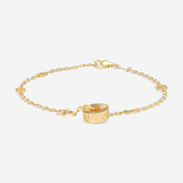Gucci 18K Yellow Gold Round Charm Star Cut Out Bracelet YBA729370001016 MSRP $2,300 - THE SOLIST