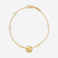 Gucci 18K Yellow Gold Round Charm Star Cut Out Bracelet YBA729370001016 MSRP $2,300 - THE SOLIST