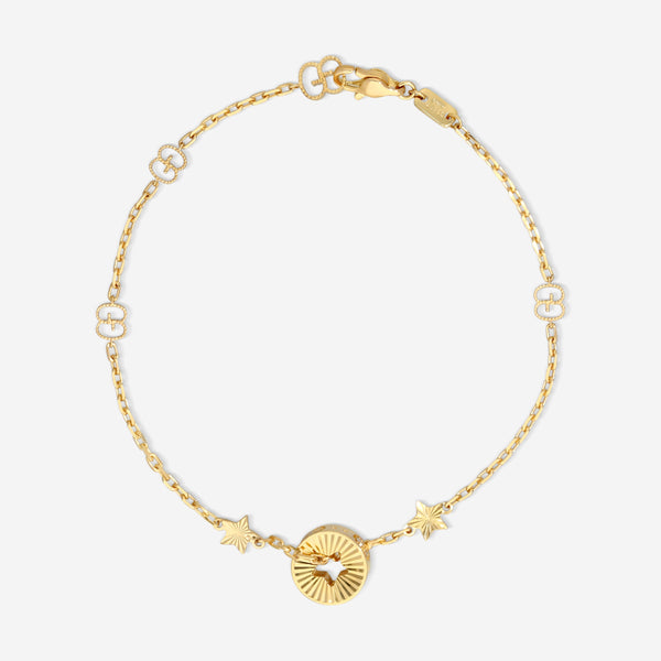 Gucci 18K Yellow Gold Round Charm Star Cut Out Bracelet YBA729370001016 MSRP $2,300 - THE SOLIST