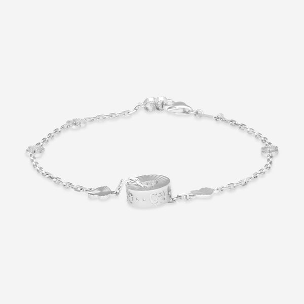 Gucci 18K White Gold Round Charm Heart Cut Out Bracelet YBA729383002016 MSRP $2,550 - THE SOLIST