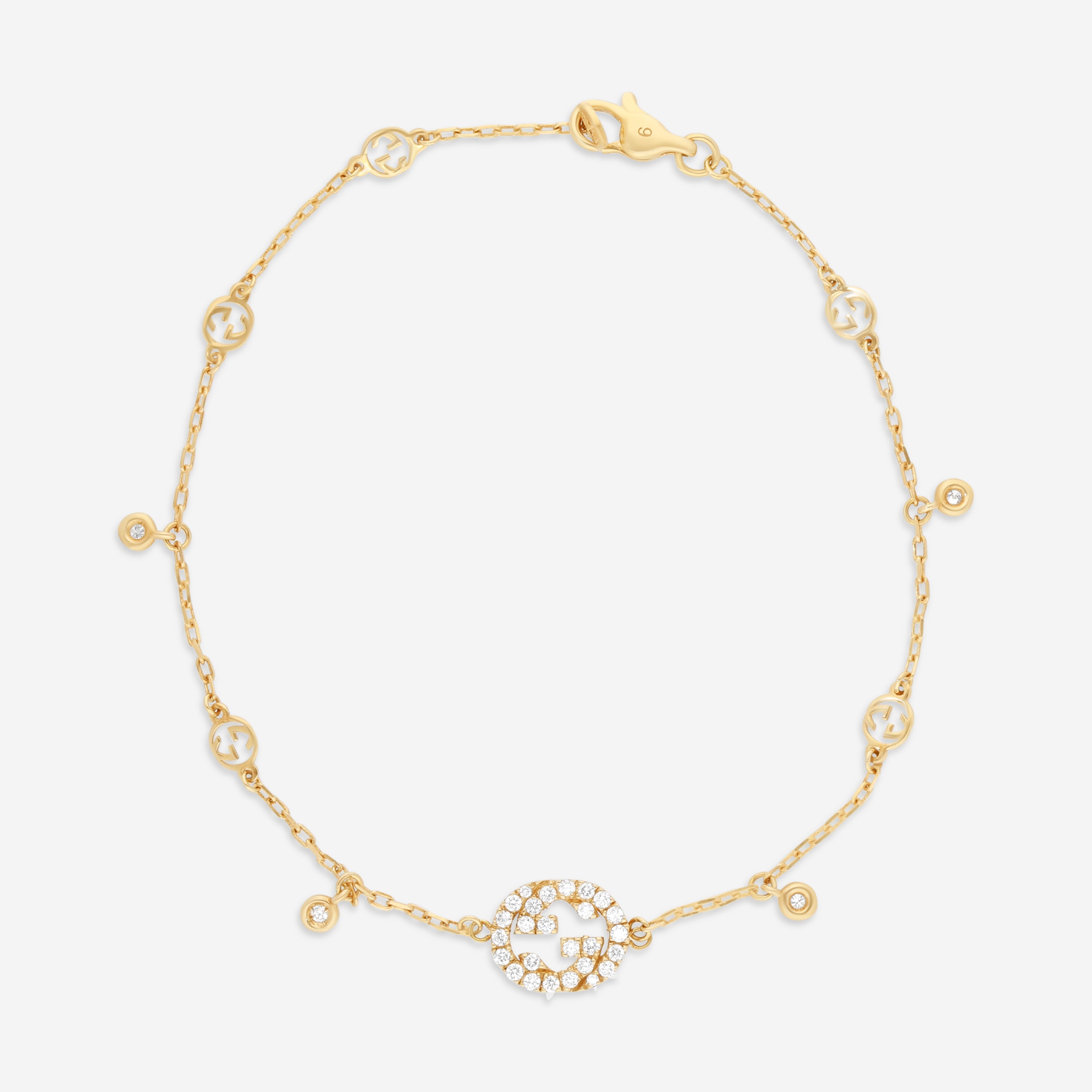 GUCCI 18kt Yellow Gold and Diamond Bracelet YBA729403002016 MSRP $2,650 - THE SOLIST