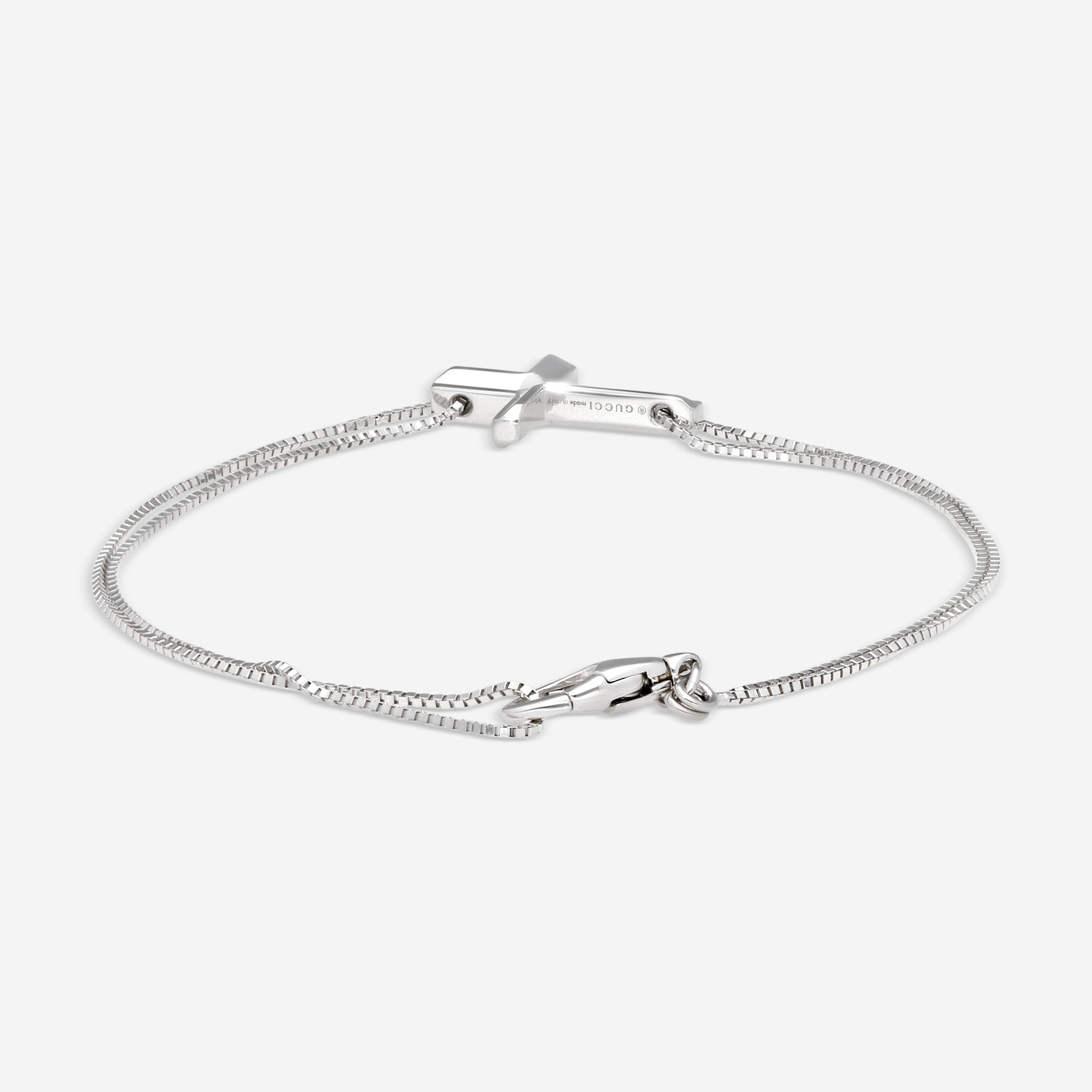 Gucci Link to Love 18K White Gold Cross Charm Bracelet YBA759354002016 MSRP $1,700 - THE SOLIST