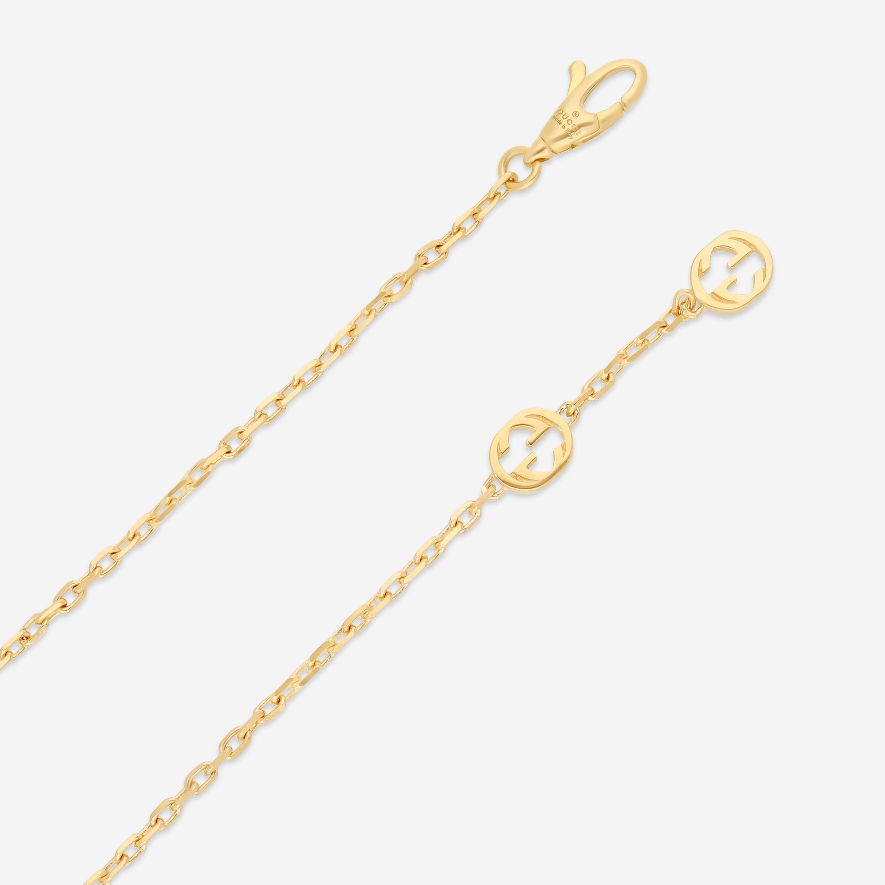 Gucci 18K Yellow Gold Onyx & Diamond Interlocking Chain Bracelet YBA786556001016 - THE SOLIST