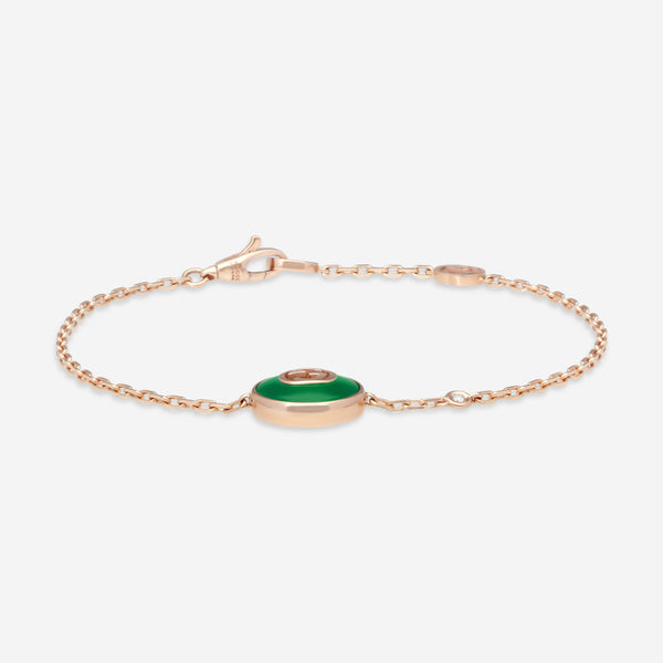 Gucci 18K Rose Gold Green Agate & Diamond Chain Bracelet YBA786556002016 - THE SOLIST