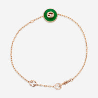 Gucci 18K Rose Gold Green Agate & Diamond Chain Bracelet YBA786556002016 - THE SOLIST