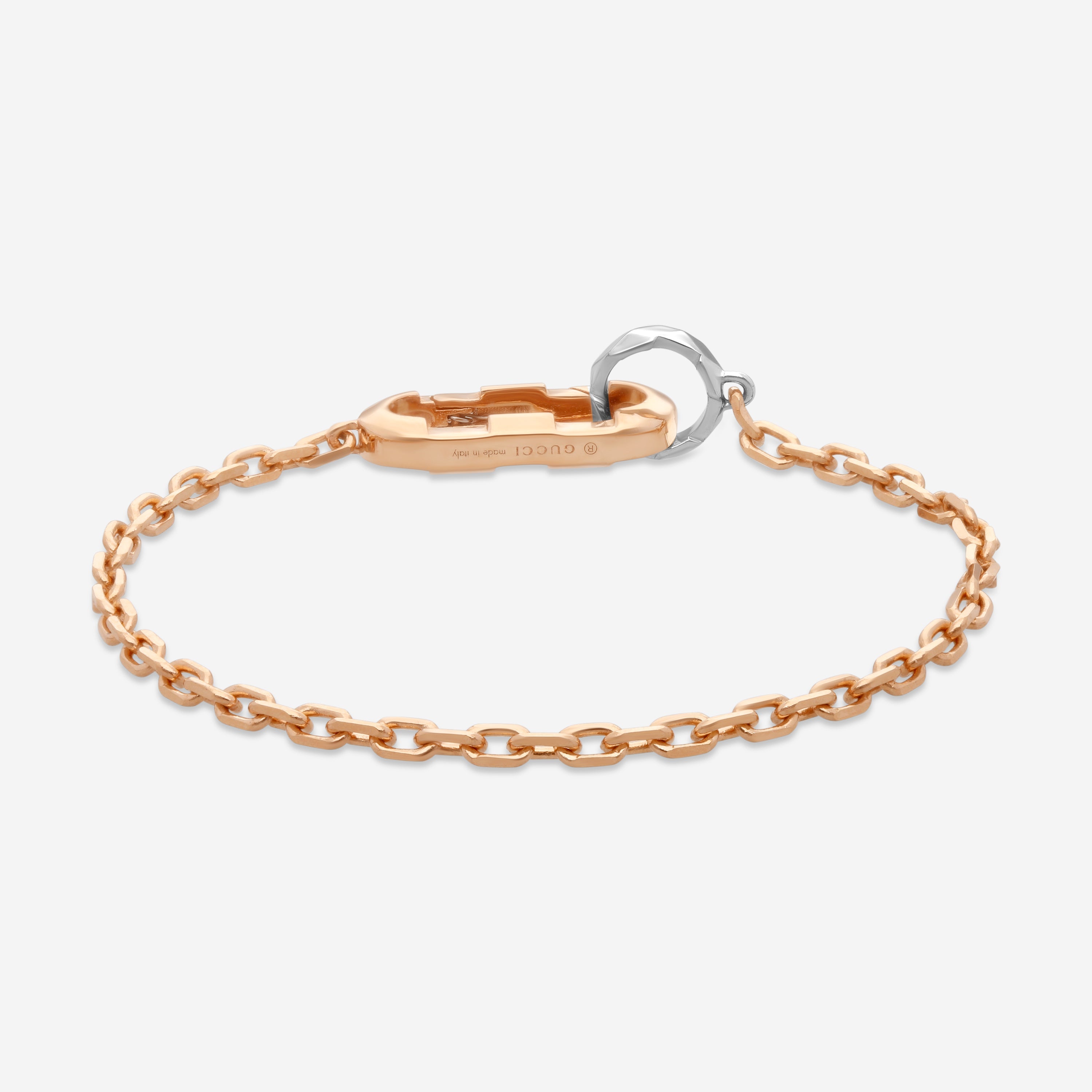 Gucci Link to Love 18K Rose and White Gold Chain Bracelet YBA786693002016 MSRP $2,350 - THE SOLIST