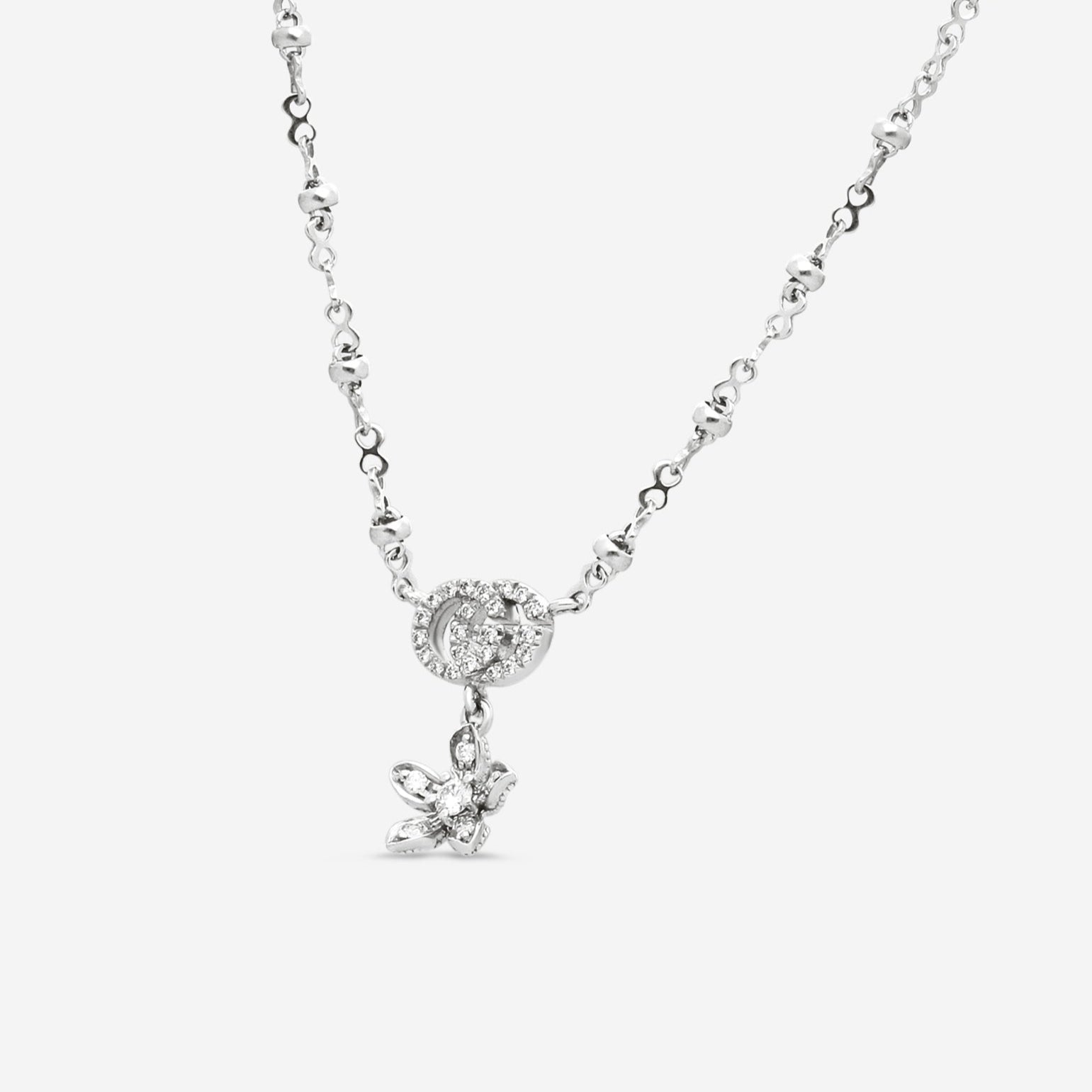 GUCCI Flora 18kt White Gold and Diamond Necklace YBB58184200100U MSRP $3,150 - THE SOLIST