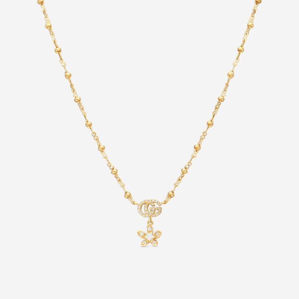 GUCCI Flora Double G Detail 18kt Yellow Gold and Diamond Necklace YBB58184200200U MSRP $2,980 - THE SOLIST