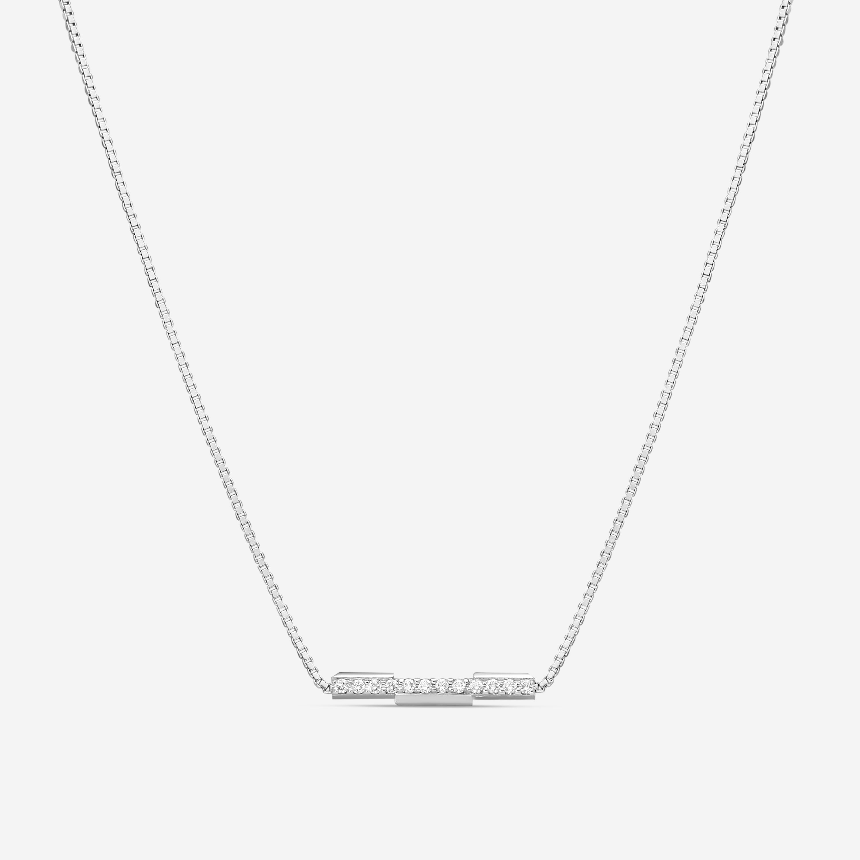 GUCCI Link to Love 18kt White Gold and Diamond Necklace YBB66213200100U MSRP $2,450 - THE SOLIST
