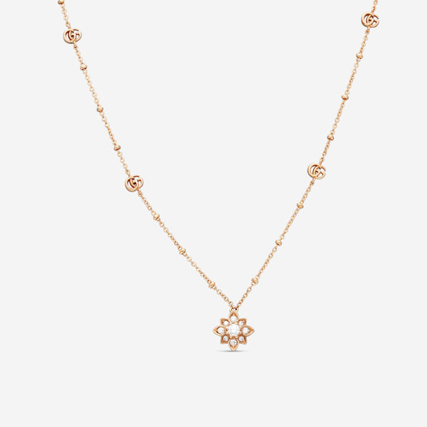 GUCCI Flora 18kt Pink Gold and Diamond Necklace YBB70239300100U MSRP $3250 - THE SOLIST