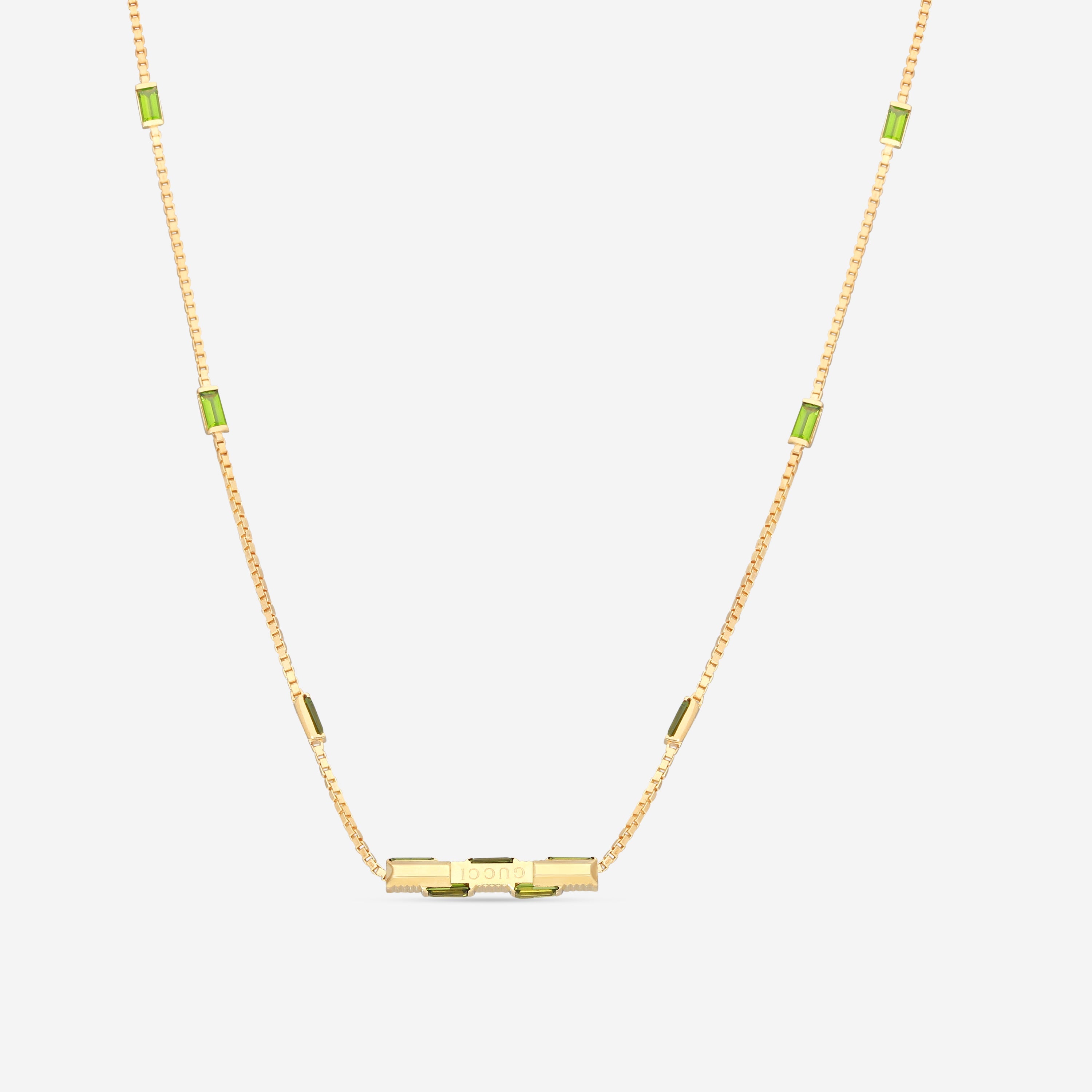 GUCCI Link to Love 18kt Yellow Gold and Green Tourmaline Necklace YBB70239400200U MSRP $4,350 - THE SOLIST