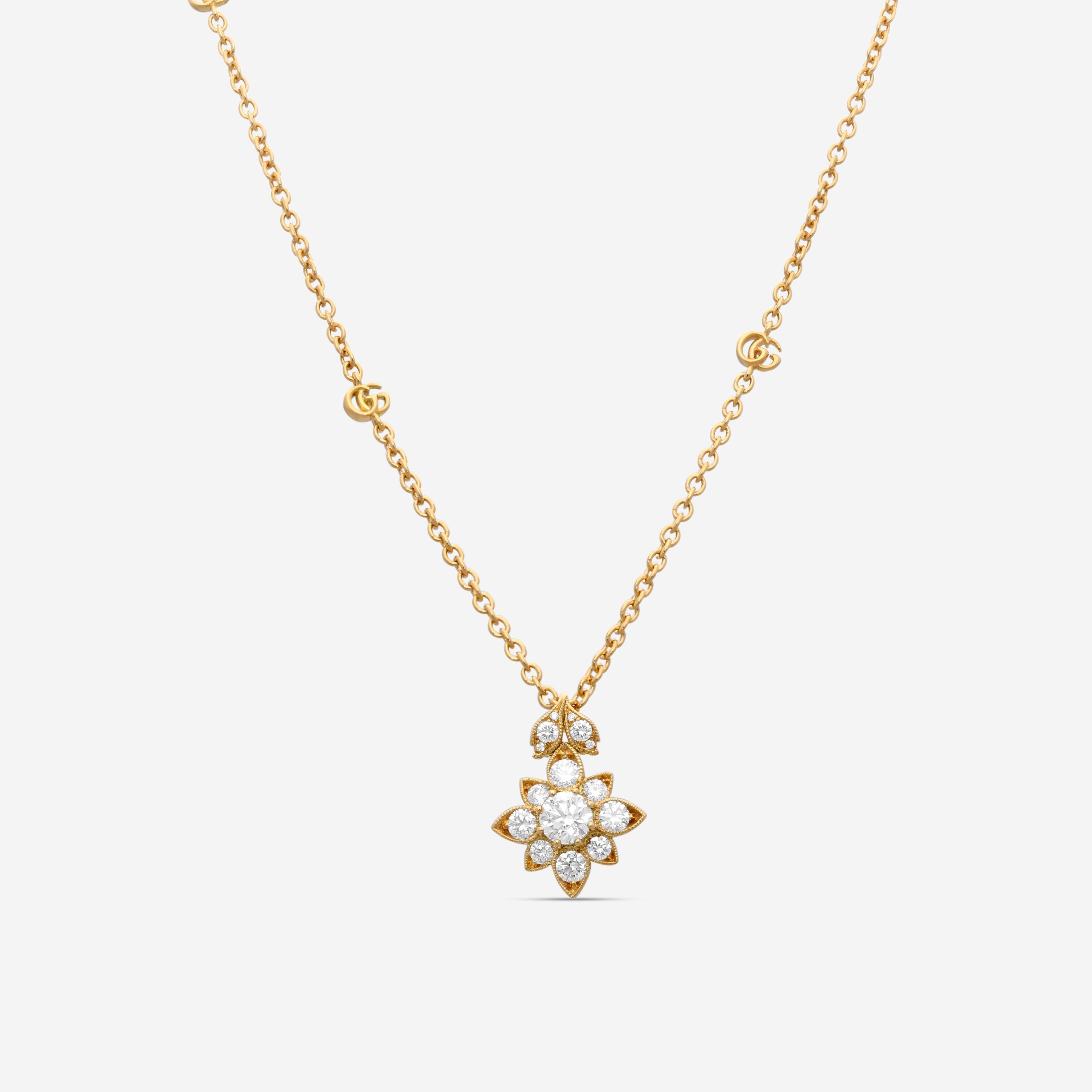 Flora 18K Yellow Gold Diamond Necklace YBB70364900200U