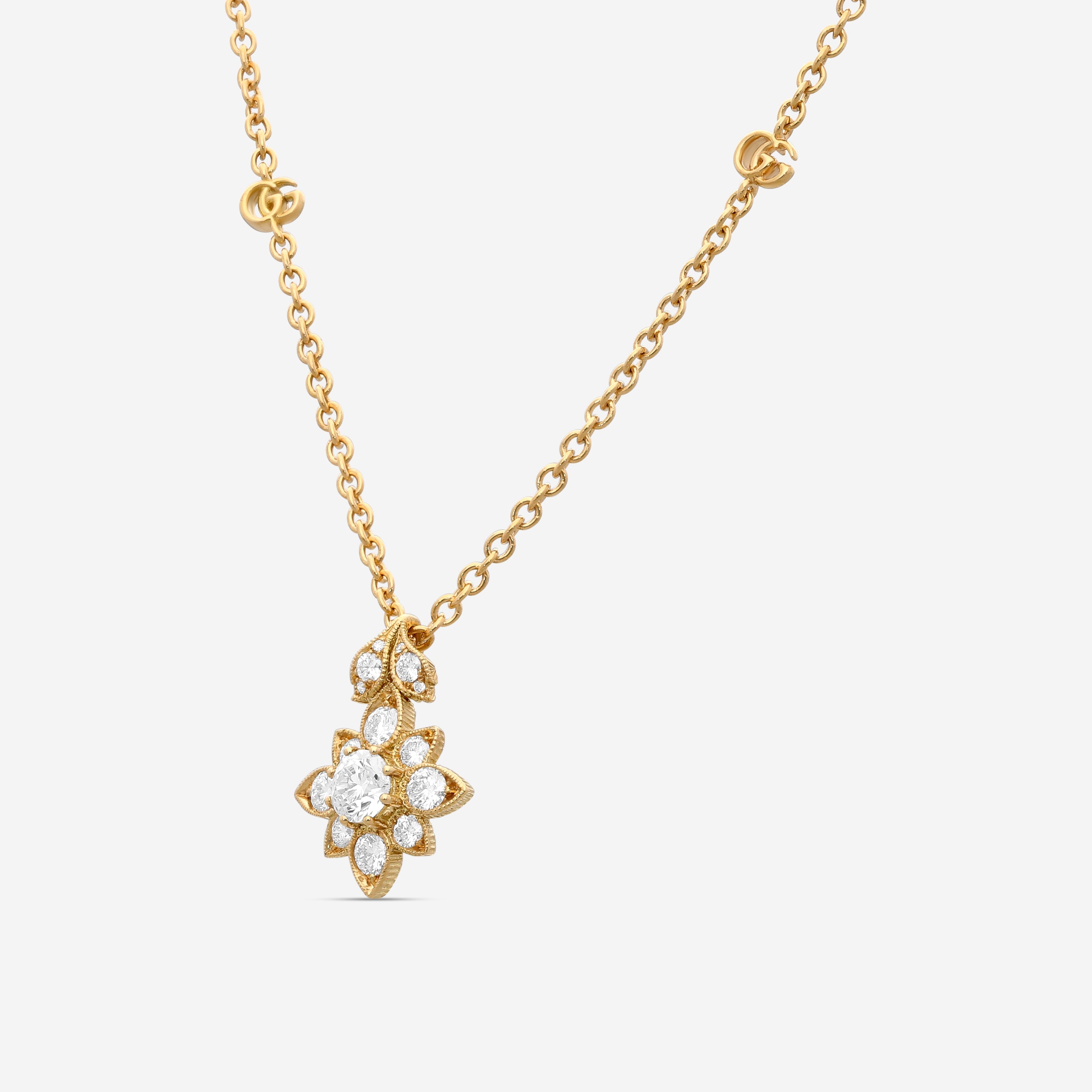 Gucci Flora 18K Yellow Gold and Diamond Necklace MSRP $11,220 YBB70364900200U - THE SOLIST