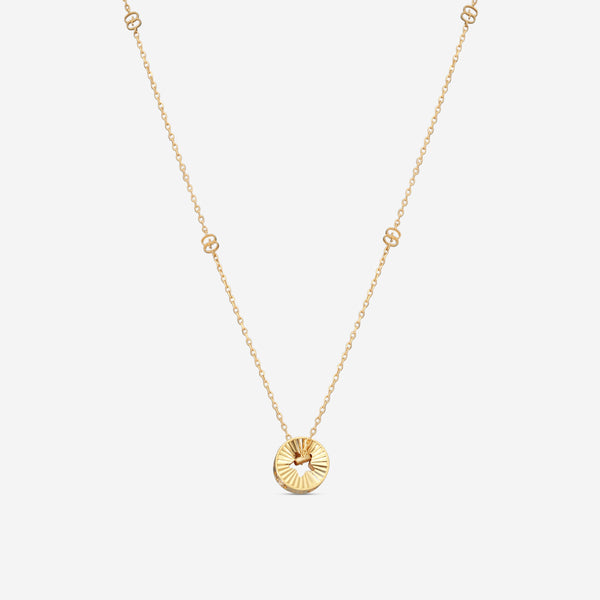 Gucci 18K Yellow Gold Round Pendant and Star Cut Out Necklace YBB72936300100U MSRP $2,450 - THE SOLIST