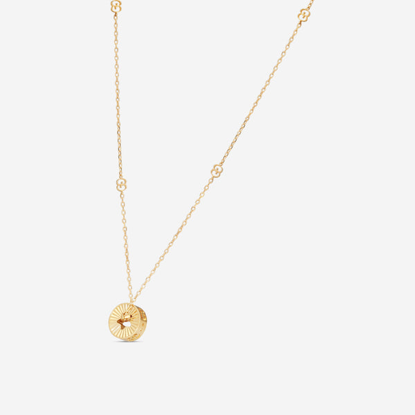 Gucci 18K Yellow Gold Round Pendant and Star Cut Out Necklace YBB72936300100U MSRP $2,450 - THE SOLIST