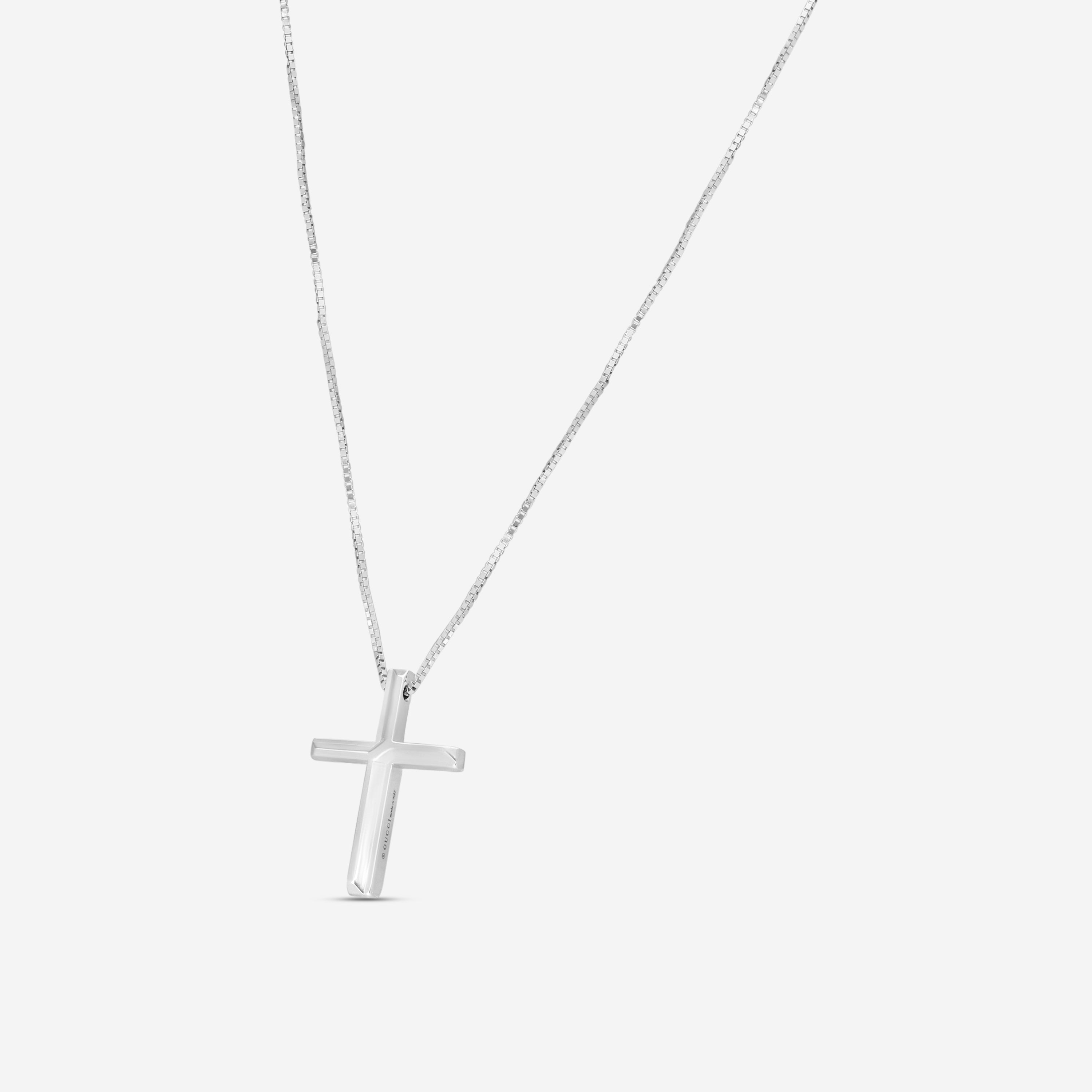 Gucci Link to Love 18K White Gold Cross Pendant Necklace YBB75893700200U MSRP $1,900 - THE SOLIST