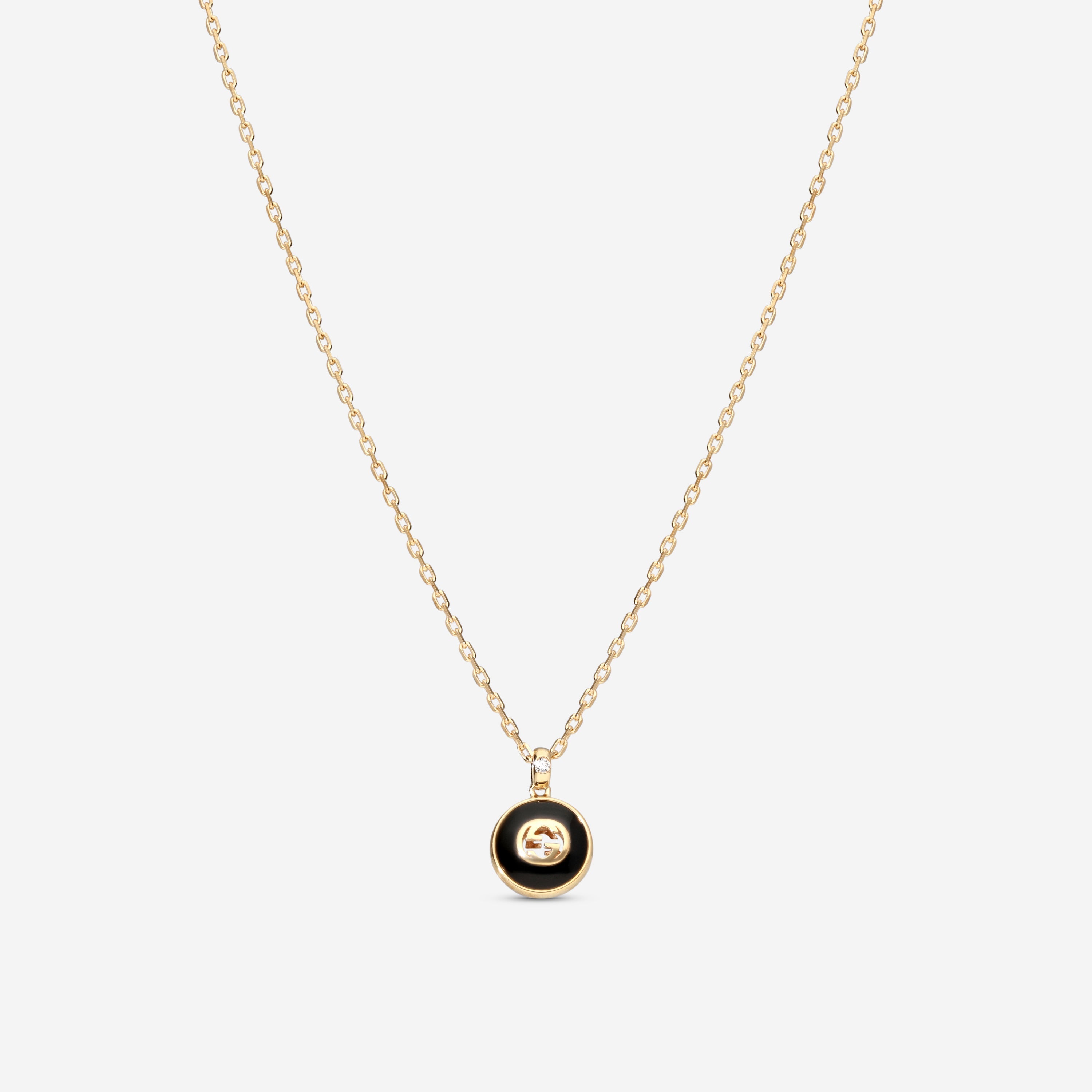 Gucci 18K Yellow Gold Onyx & Diamond Pendant Necklace YBB78934000100U - THE SOLIST