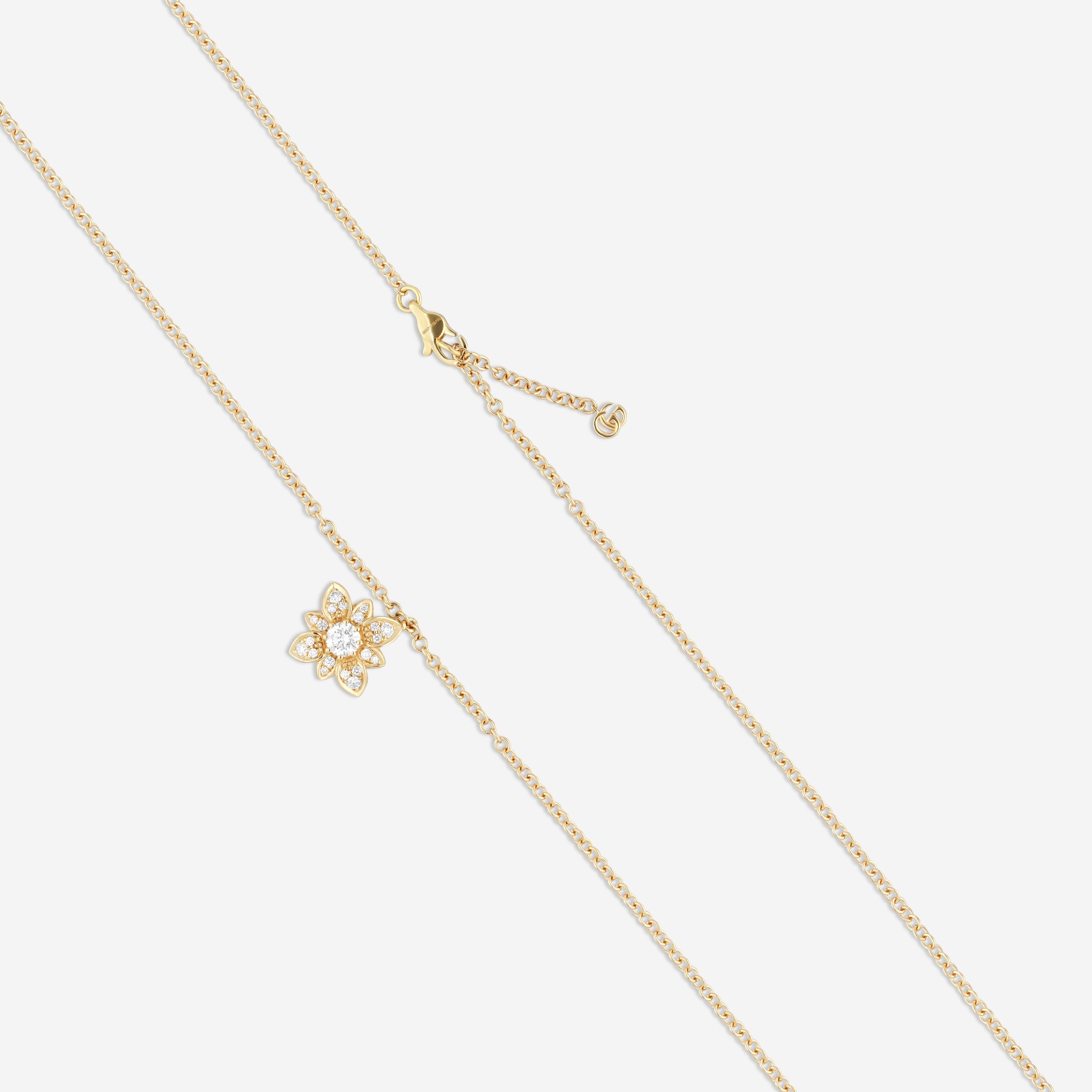 Gucci 18K Yellow Gold Diamond Flower Pendant Necklace YBB79623800100U MSRP $6,100 - THE SOLIST