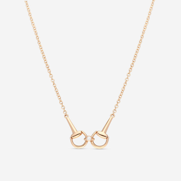 Gucci Horsebit 18K Rose Gold Diamond Pendant Necklace YBB79683300100U - THE SOLIST