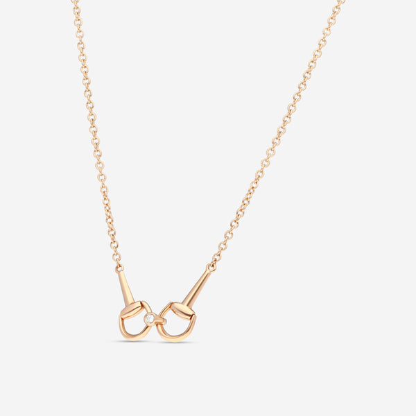 Gucci Horsebit 18K Rose Gold Diamond Pendant Necklace YBB79683300100U - THE SOLIST