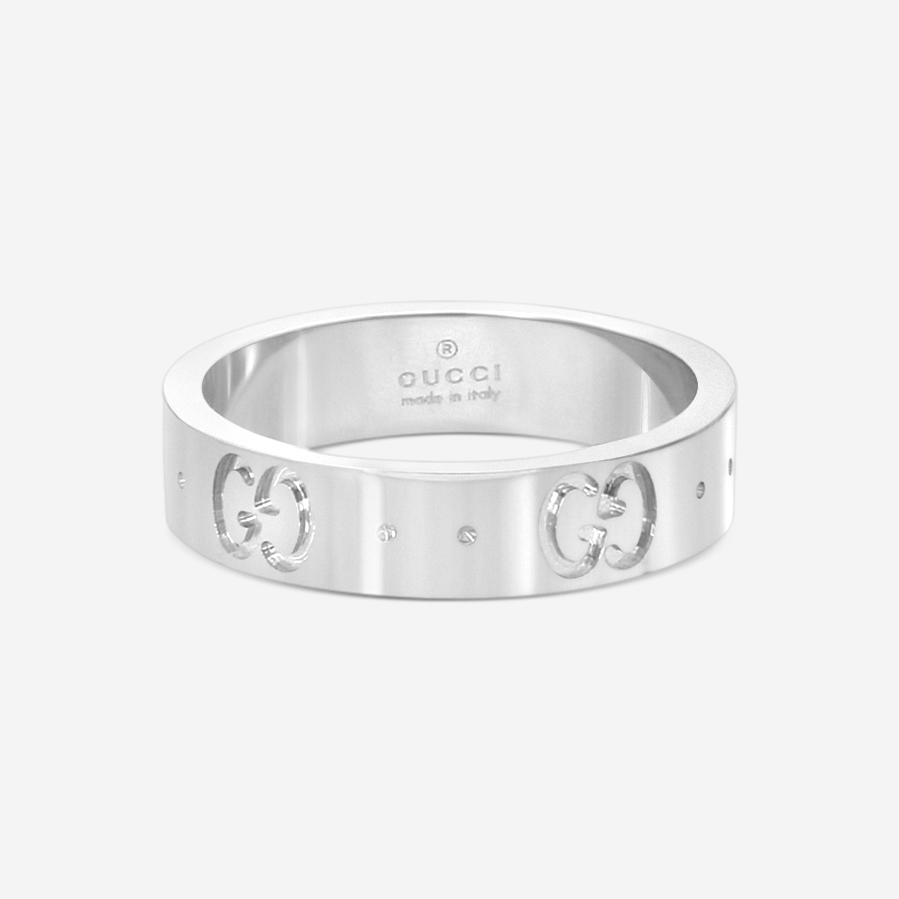 GUCCI Icon Thin Band 18kt White Gold Ring YBC073230002007 MSRP $1,100 - THE SOLIST