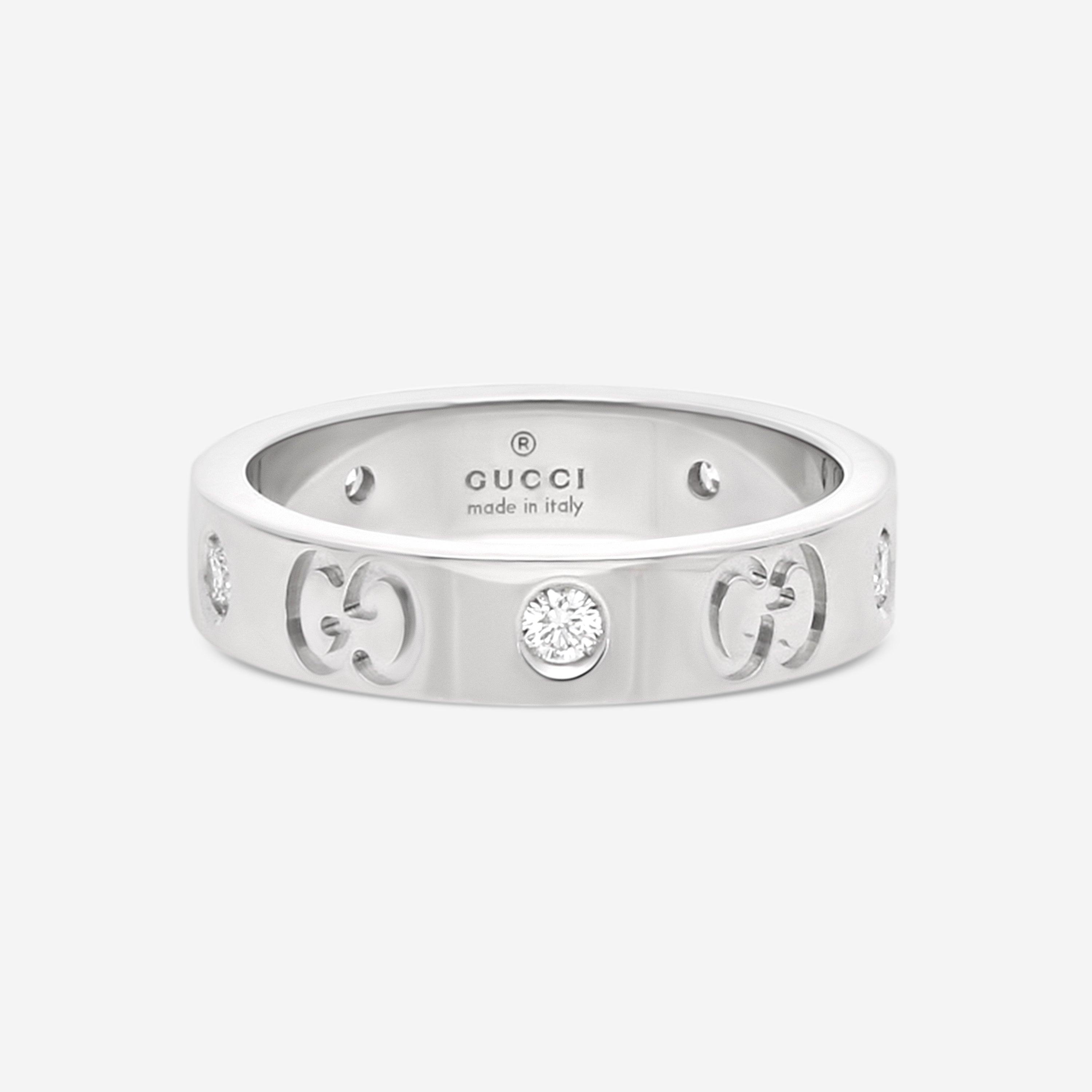 Gucci Icon Thin 18K White Gold & Diamond Band Ring YBC100881001009 MSRP $2,250 - THE SOLIST
