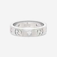 Gucci Icon Thin 18K White Gold & Diamond Band Ring YBC100881001009 MSRP $2,250 - THE SOLIST