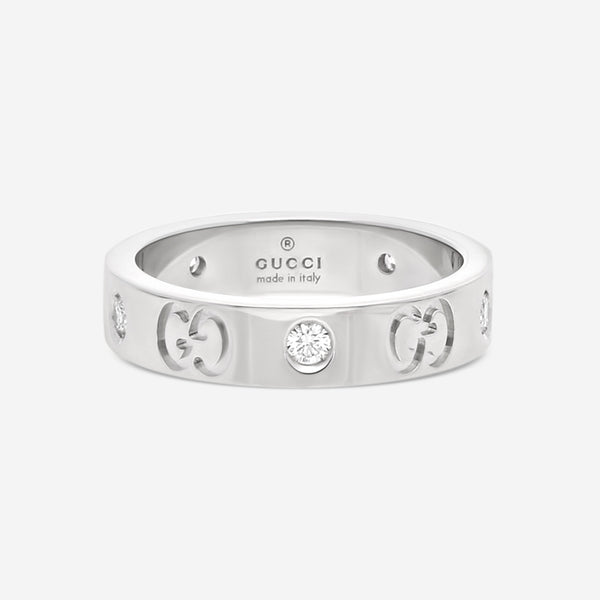 Gucci Icon Thin 18K White Gold & Diamond Band Ring YBC100881001009 MSRP $2,250 - THE SOLIST
