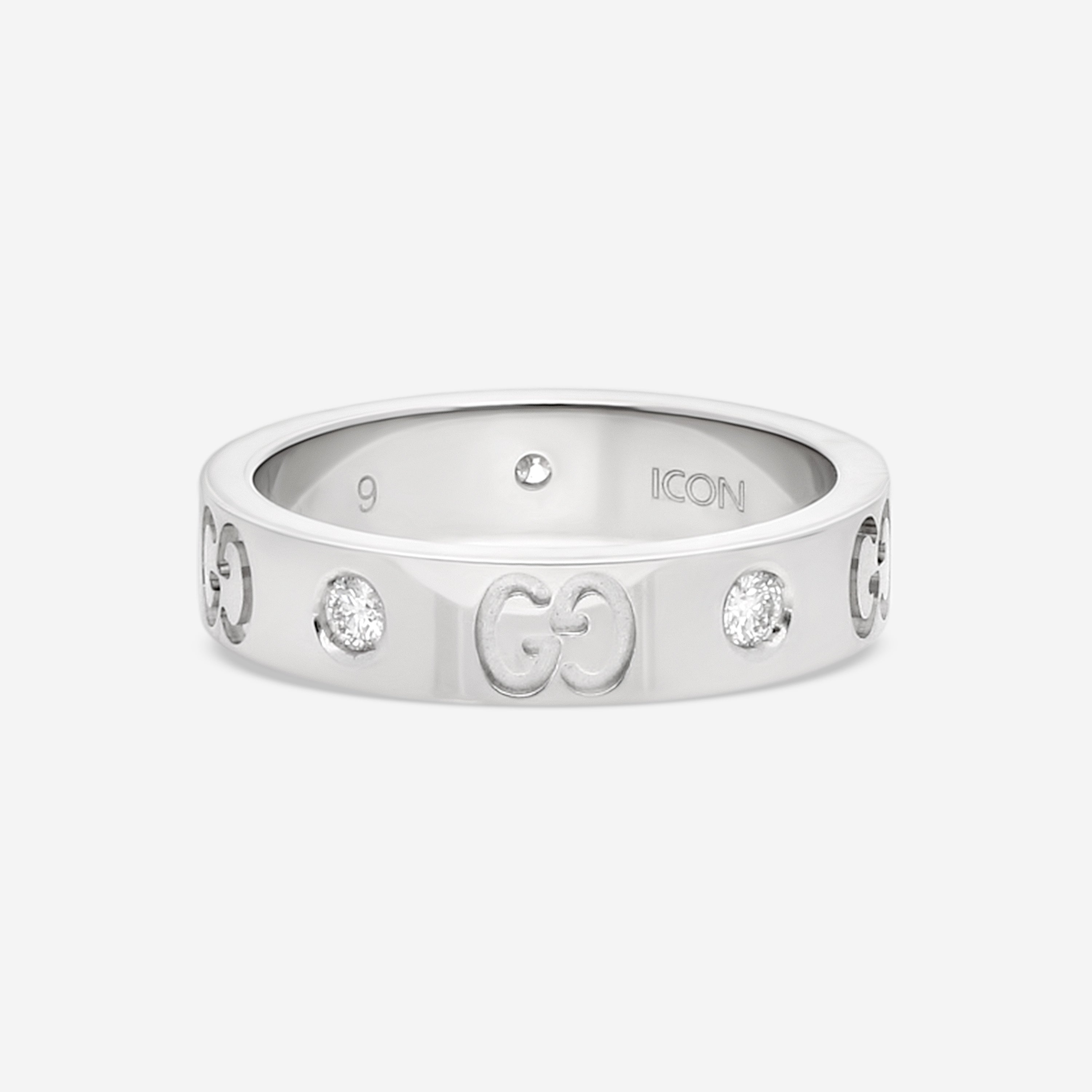 Gucci Icon Thin 18K White Gold & Diamond Band Ring YBC100881001009 MSRP $2,250 - THE SOLIST