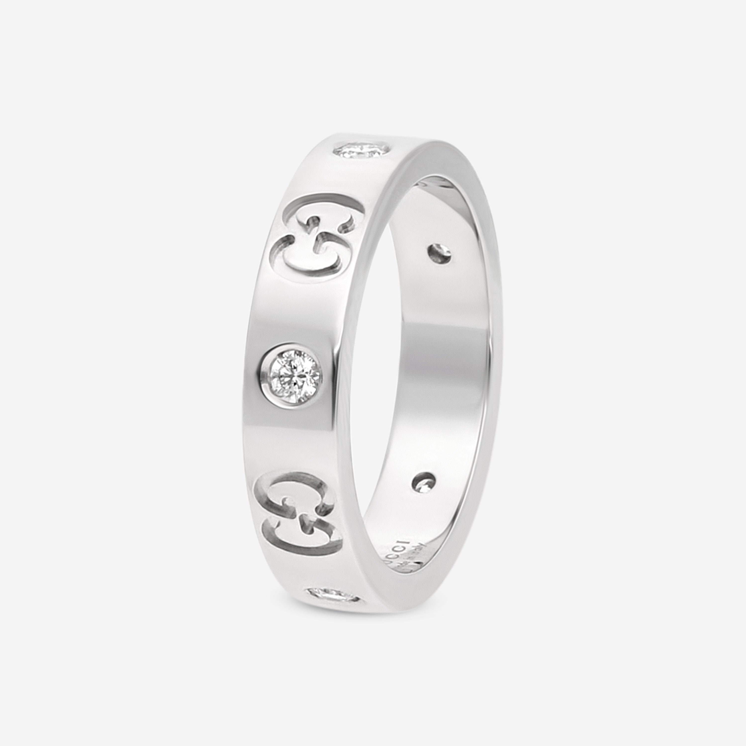 Gucci Icon Thin 18K White Gold & Diamond Band Ring YBC100881001009 MSRP $2,250 - THE SOLIST
