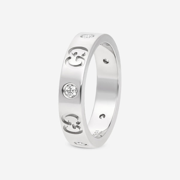 Gucci Icon Thin 18K White Gold & Diamond Band Ring YBC100881001009 MSRP $2,250 - THE SOLIST