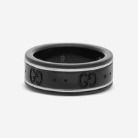 Gucci Icon Thin 18K White Gold & Black Synthetic Corundum Band Ring YBC225985001009 MSRP $700 - THE SOLIST