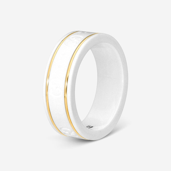 GUCCI Icon Thin Band 18kt Yellow Gold and Zirconia Ring YBC325964001017 MSRP $700 - THE SOLIST