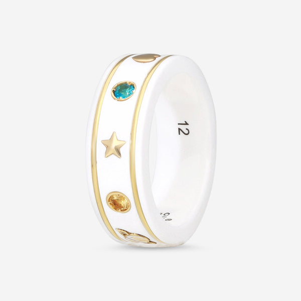 GUCCI Icon Thin Band 18kt Yellow Gold, Zirconia and Topaz Ring YBC527095001012 MSRP $1,070 - THE SOLIST