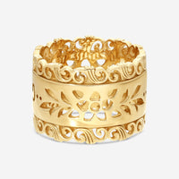 Gucci Icon Blooms 18K Yellow Gold Wide Band Ring YBC554647001012 MSRP $2,100 - THE SOLIST