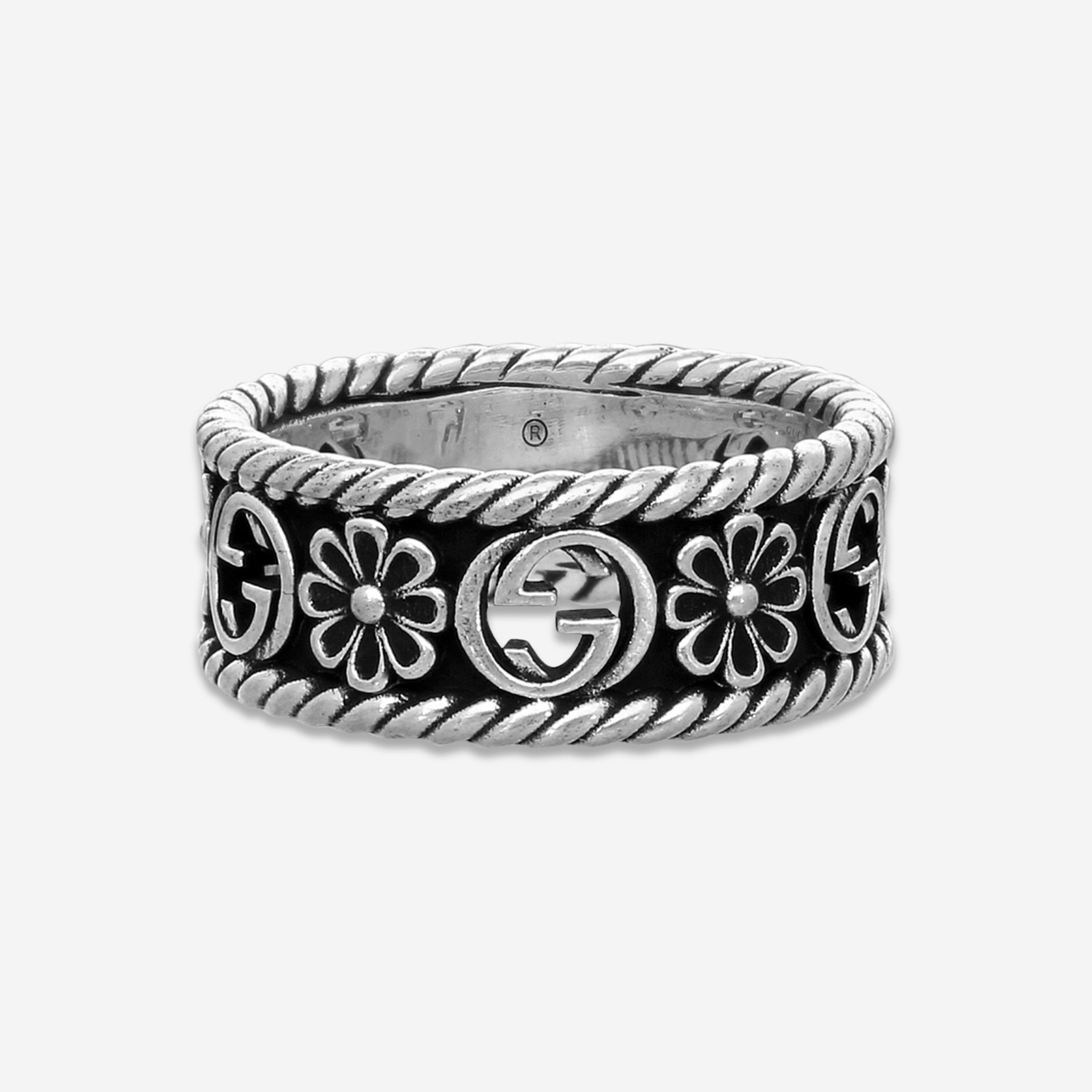 Gucci Interlocking G Sterling Silver Band Ring YBC577263001