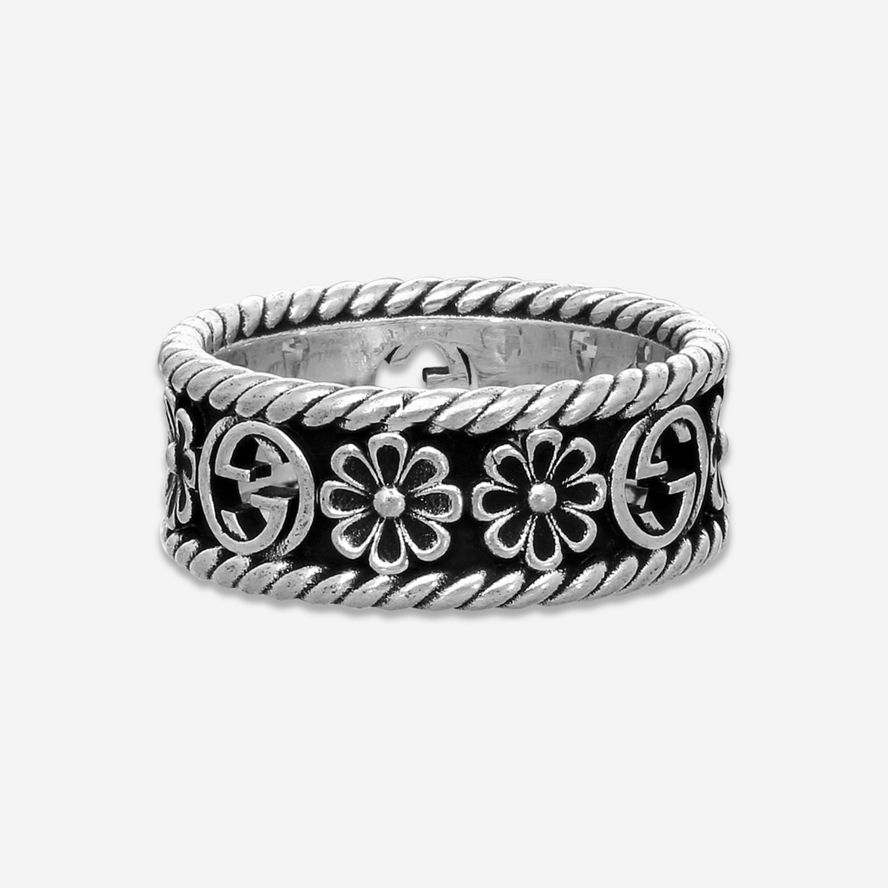Gucci Interlocking G Sterling Silver Band Ring YBC577263001