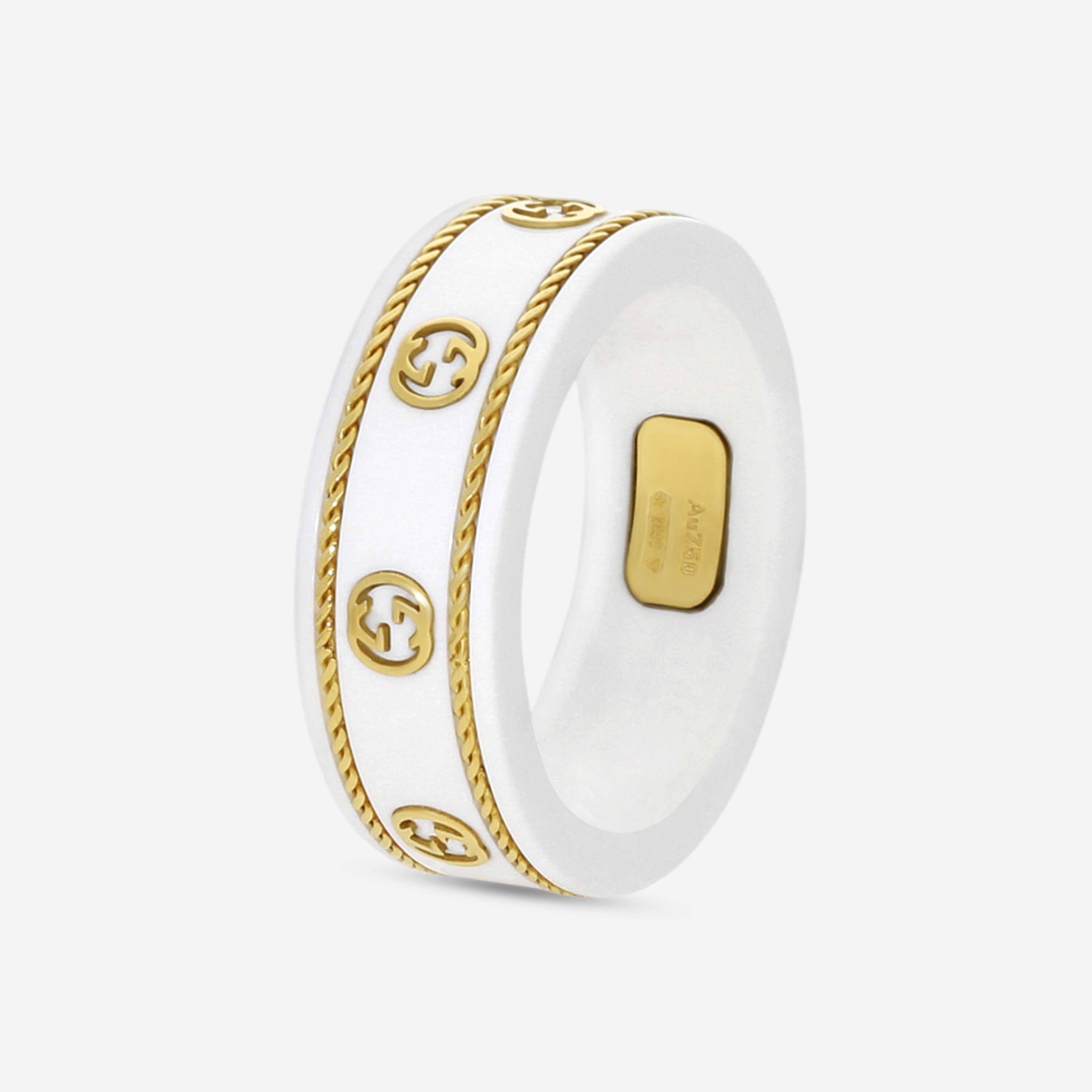 Gucci Icon 18K Yellow Gold and Zirconia Band Ring YBC606826002013 MSRP $850 - THE SOLIST