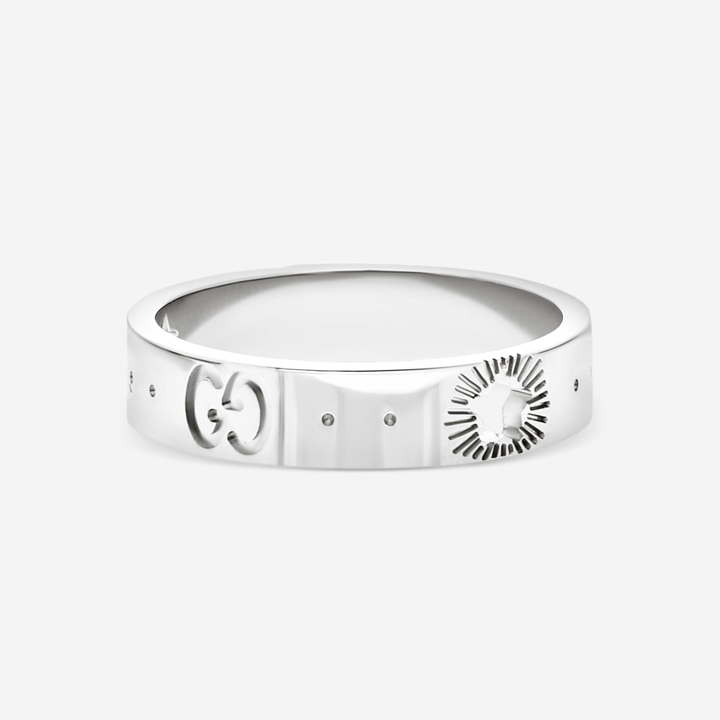 Gucci Icon 18K White Gold Band Ring YBC607339002010 MSRP $1,150 - THE SOLIST