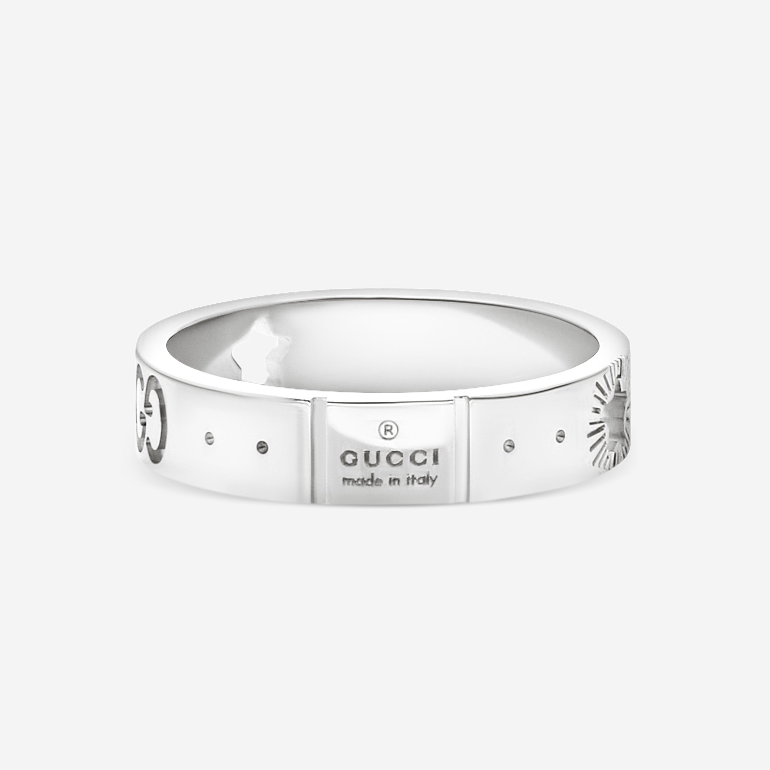 Gucci Icon 18K White Gold Band Ring YBC607339002010 MSRP $1,150 - THE SOLIST