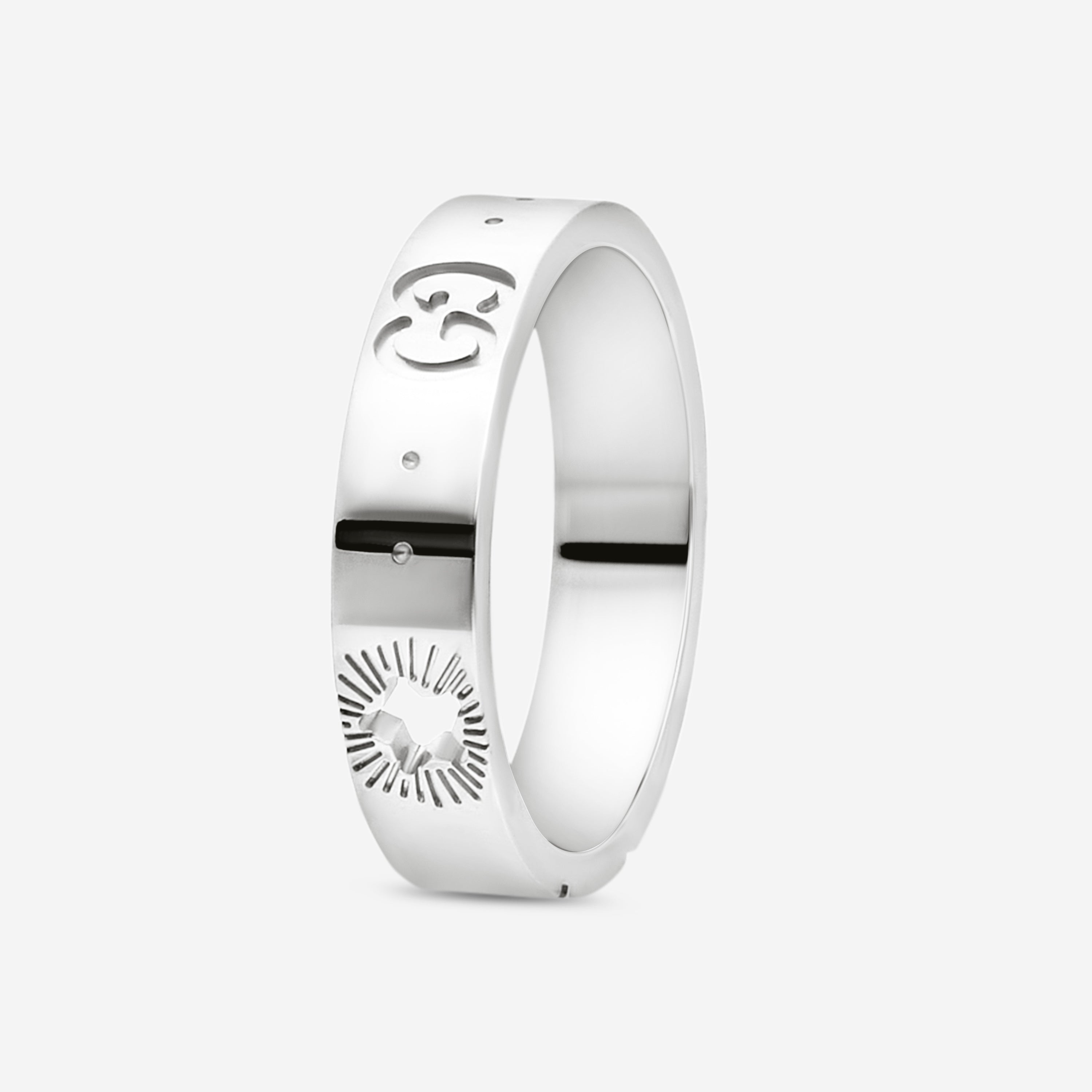 Gucci Icon 18K White Gold Band Ring YBC607339002010 MSRP $1,150 - THE SOLIST