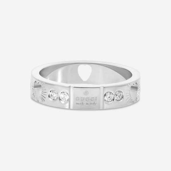 Gucci Icon 18K White Gold and Diamond Band Ring YBC662055001010 MSRP $2,300 - THE SOLIST