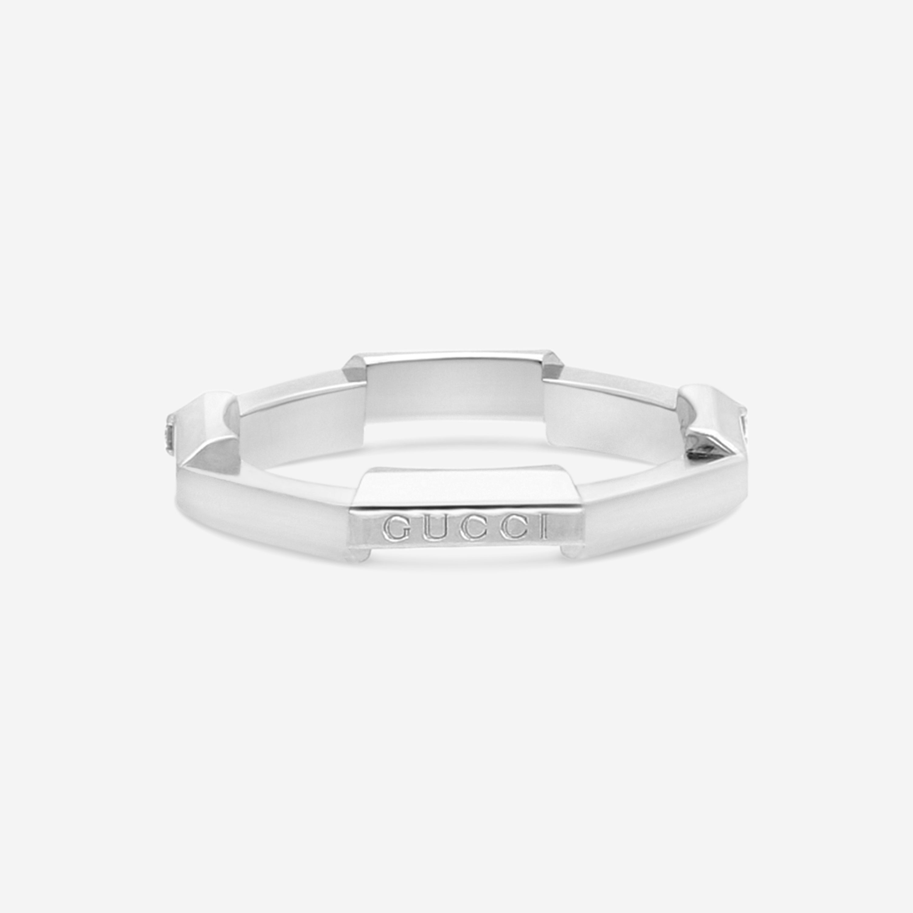 GUCCI Link to Love 18kt White Gold and Diamond Ring YBC662140001006 MSRP $2,250 - THE SOLIST