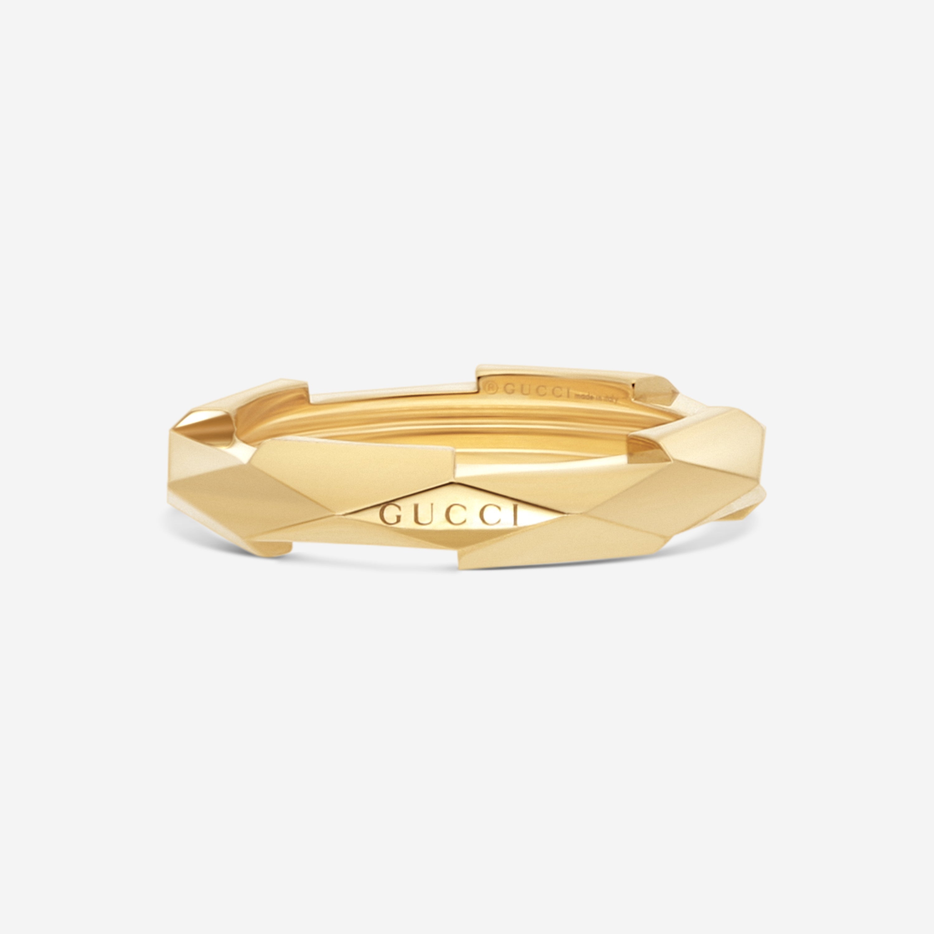 Gucci Link to Love 18K Yellow Gold Studded Band Ring