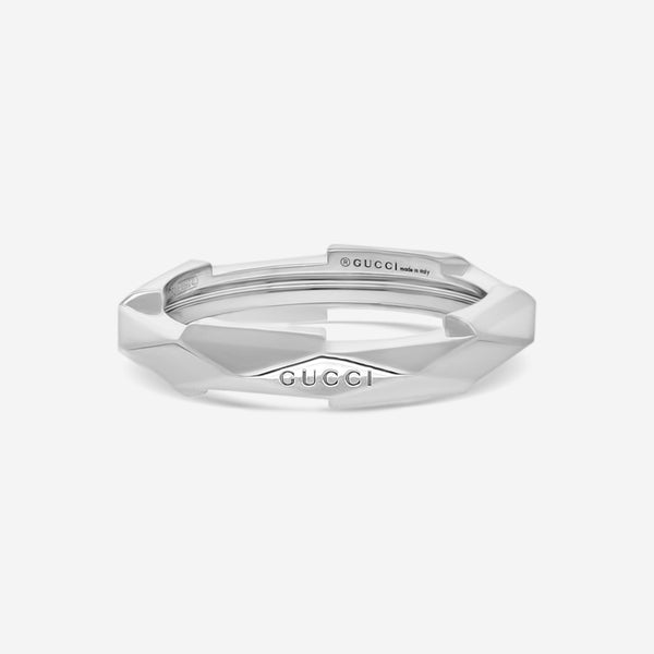 Gucci Link to Love 18K White Gold Studded Ring