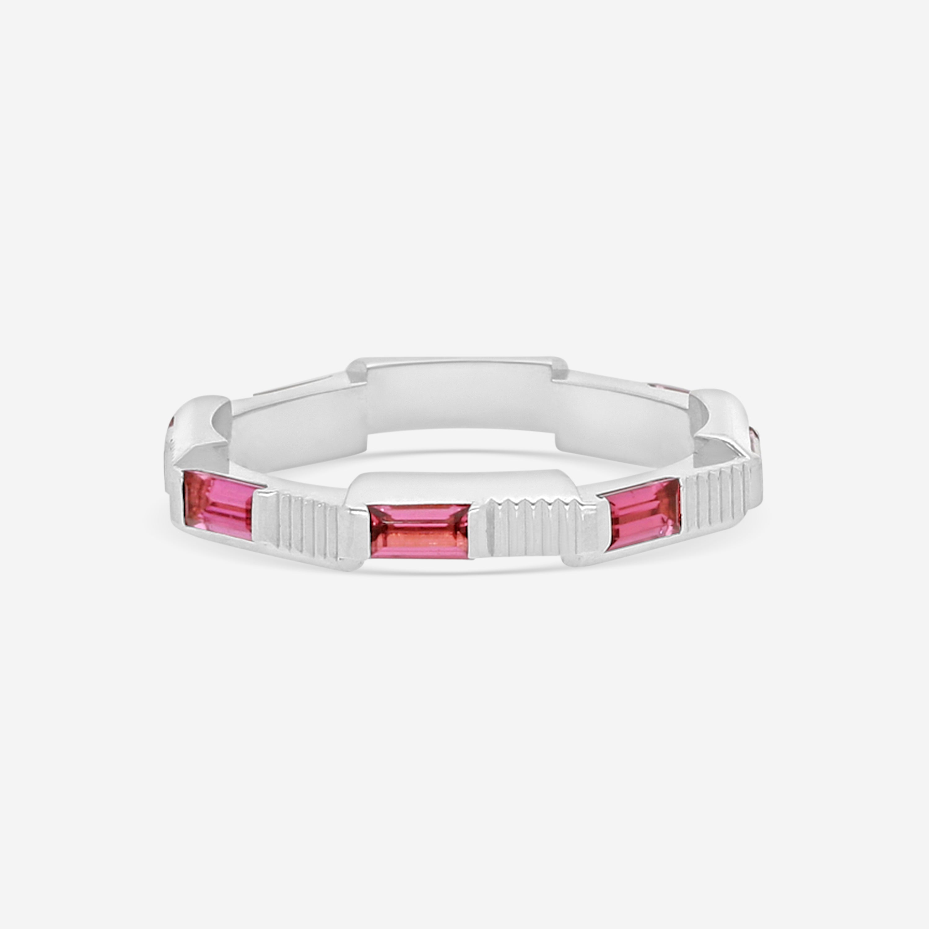 GUCCI Link to Love 18kt White Gold and Rubellite Ring YBC662256001017 MSRP $2,450 - THE SOLIST